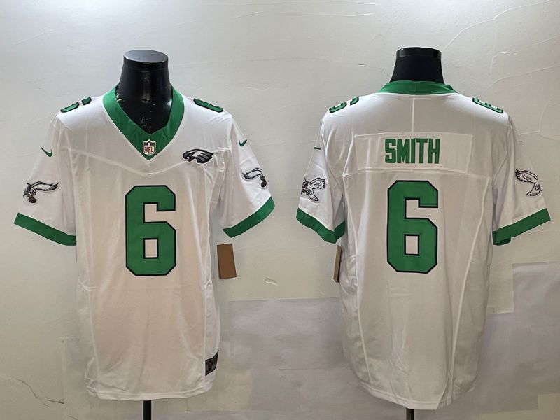 Men Philadelphia Eagles #6 Smith White Retro three generations 2025 Nike Vapor Limited NFL Jersey style 4